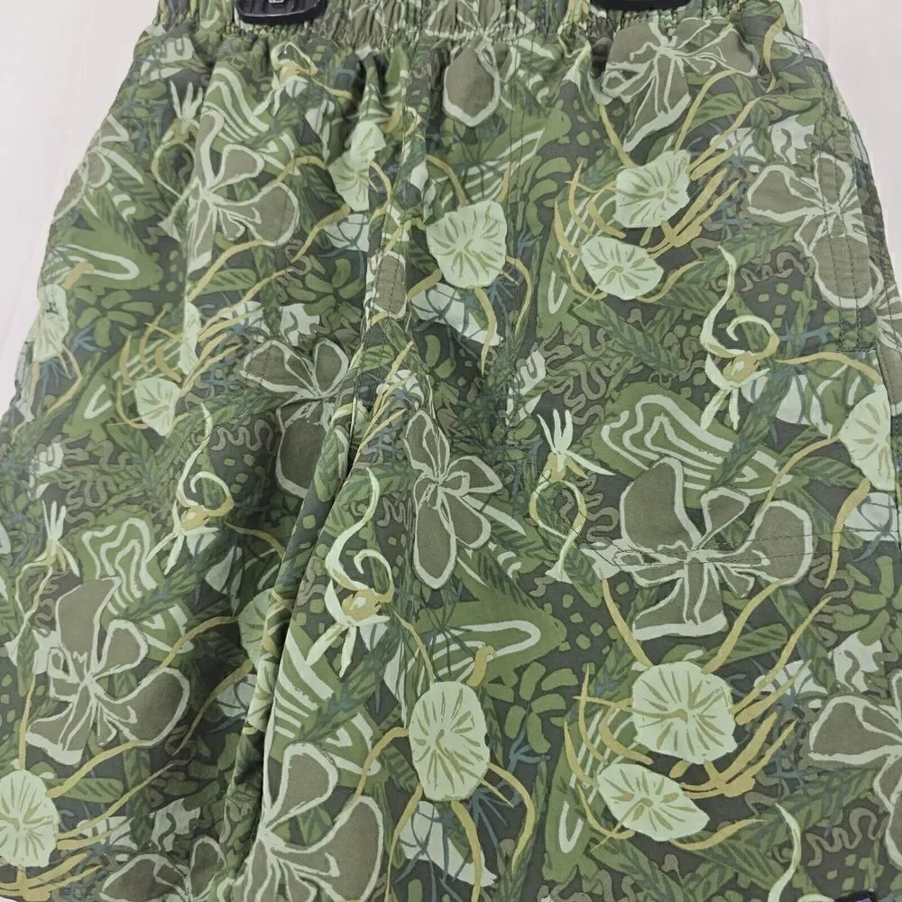 Patagonia Green Floral Boys Baggies Size Large Swim Trunks Shorts
